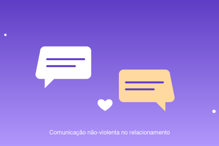 Ilustração de duas pessoas se comunicando com empatia através de balões de fala representando comunicação não-violenta no relacionamento