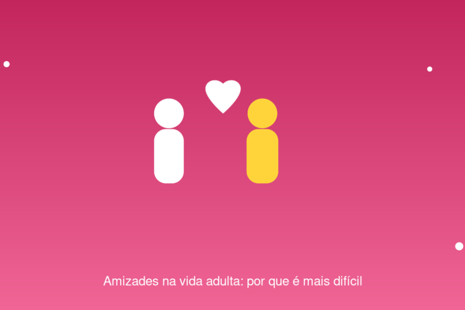 Ilustração de duas pessoas com balão de conversa representando amizades na vida adulta