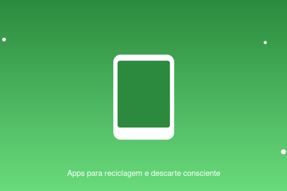Ilustração de celular com símbolo de reciclagem representando aplicativos para descarte consciente em casa